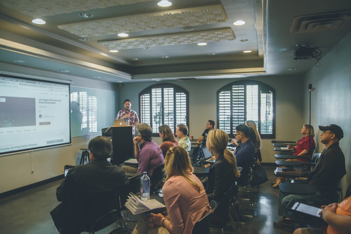 Instructor-led safety training session with participants at a professional facility