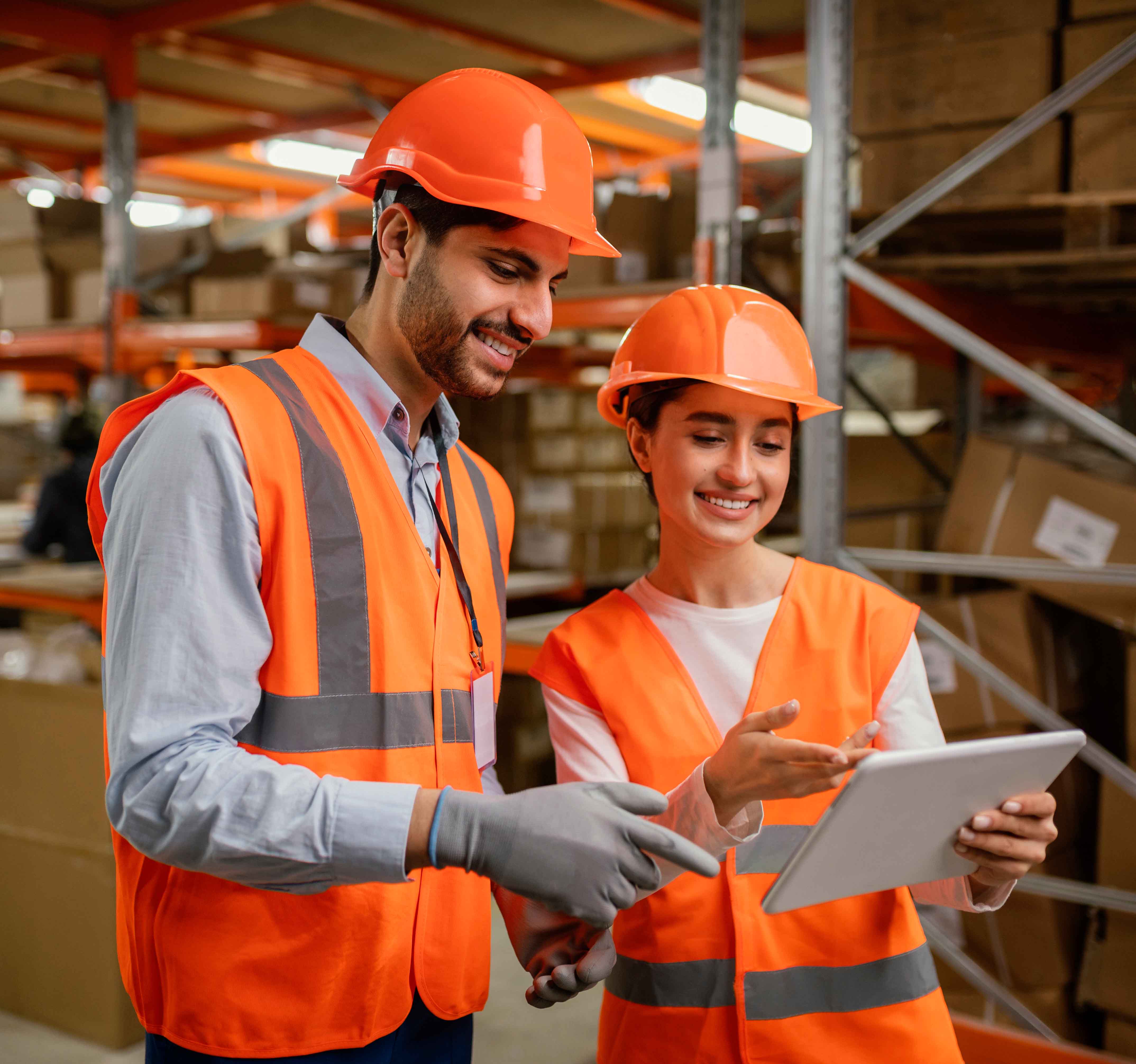 Industrial control room with engineers monitoring systems
